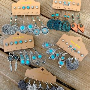 27 pair fashionable bohemian style earrings set.